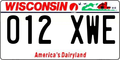 WI license plate 012XWE