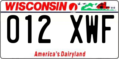 WI license plate 012XWF