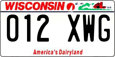 WI license plate 012XWG