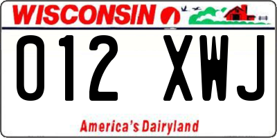 WI license plate 012XWJ