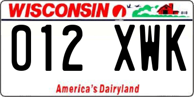 WI license plate 012XWK