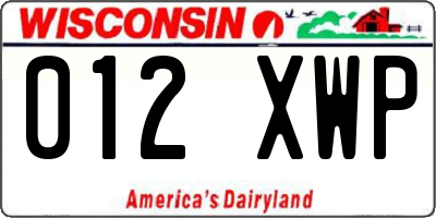 WI license plate 012XWP