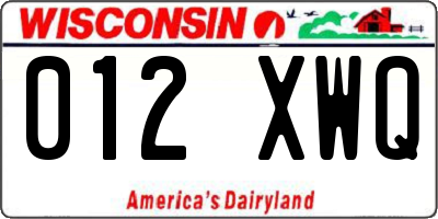 WI license plate 012XWQ