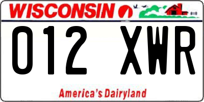 WI license plate 012XWR