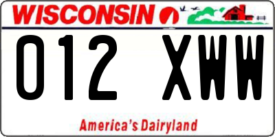 WI license plate 012XWW