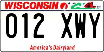 WI license plate 012XWY
