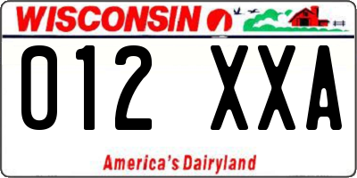WI license plate 012XXA
