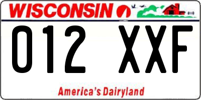 WI license plate 012XXF