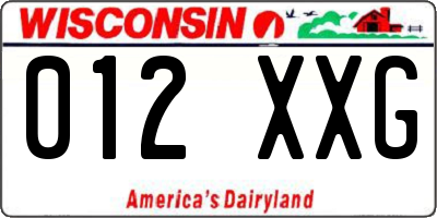 WI license plate 012XXG
