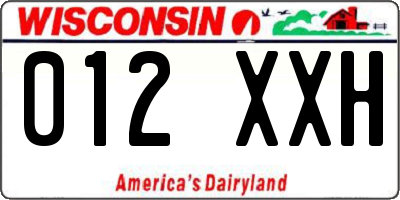 WI license plate 012XXH