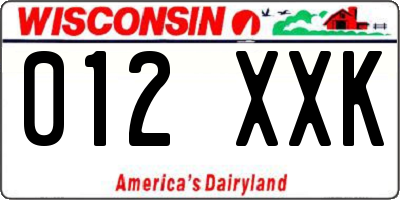 WI license plate 012XXK