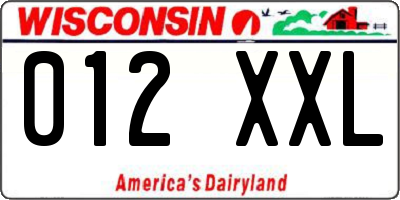 WI license plate 012XXL