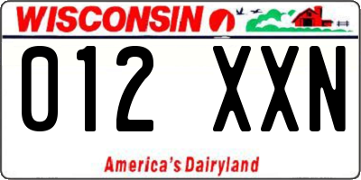 WI license plate 012XXN