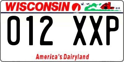 WI license plate 012XXP