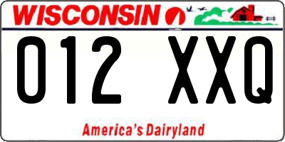 WI license plate 012XXQ
