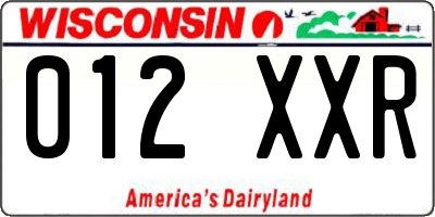 WI license plate 012XXR