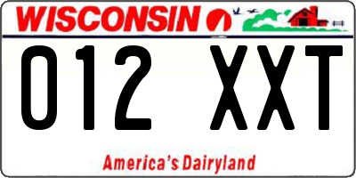WI license plate 012XXT