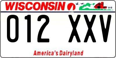 WI license plate 012XXV
