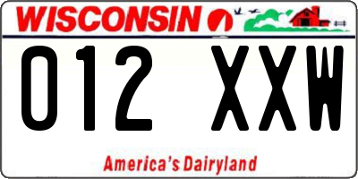 WI license plate 012XXW