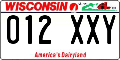 WI license plate 012XXY