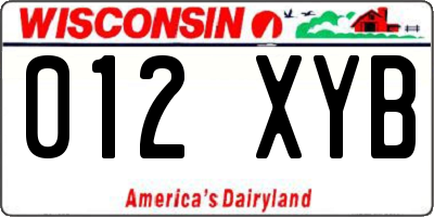 WI license plate 012XYB