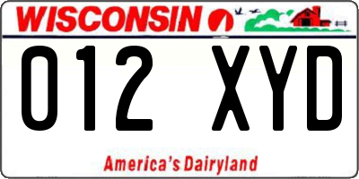 WI license plate 012XYD