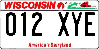 WI license plate 012XYE