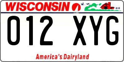 WI license plate 012XYG