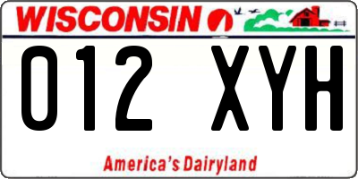 WI license plate 012XYH