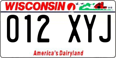 WI license plate 012XYJ