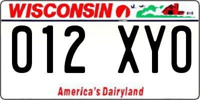 WI license plate 012XYO