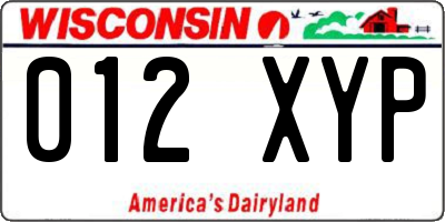 WI license plate 012XYP