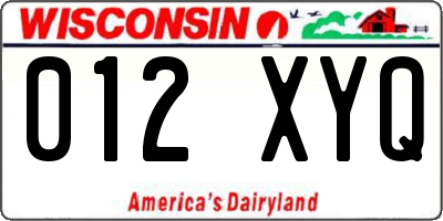 WI license plate 012XYQ