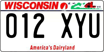 WI license plate 012XYU