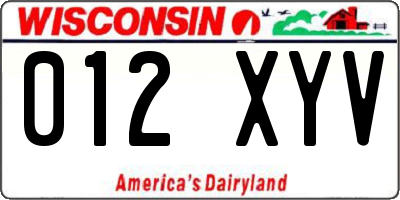 WI license plate 012XYV