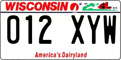 WI license plate 012XYW