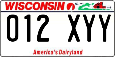 WI license plate 012XYY