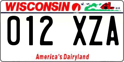 WI license plate 012XZA