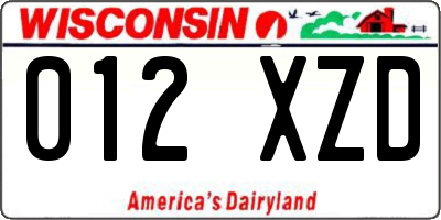 WI license plate 012XZD