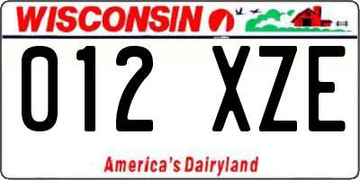 WI license plate 012XZE