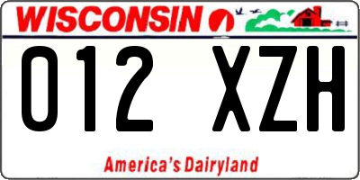 WI license plate 012XZH