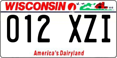 WI license plate 012XZI