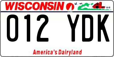 WI license plate 012YDK