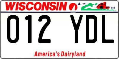 WI license plate 012YDL