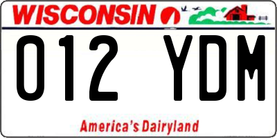 WI license plate 012YDM