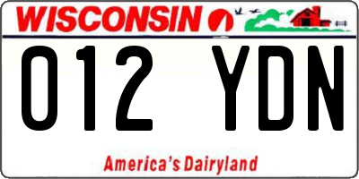 WI license plate 012YDN