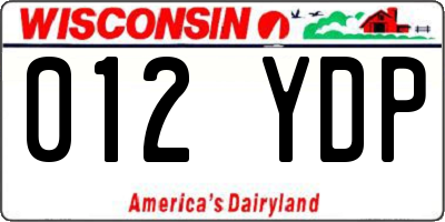 WI license plate 012YDP