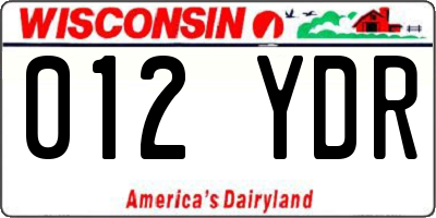 WI license plate 012YDR