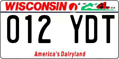 WI license plate 012YDT
