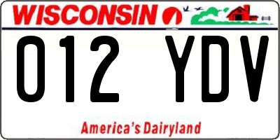 WI license plate 012YDV